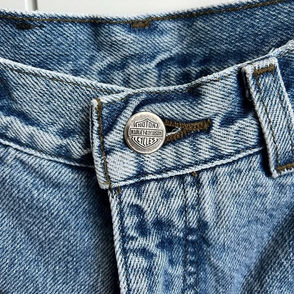 VINTAGE Harley Davidson High Rise Mid Thick Denim Jean Short Size 4